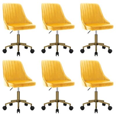 Scaune de masa pivotante, 6 buc, galben, catifea,3090110