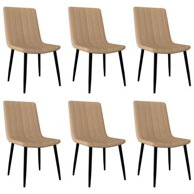 Scaune de sufragerie, 6 buc., piele ecologica, crem, model 3