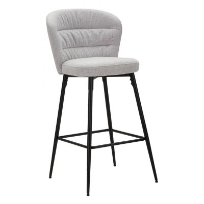Set 2 scaune de bar, Losanna, Mauro Ferretti, 52 x 59 x 108 cm, placaj/metal/textil, gri/negru