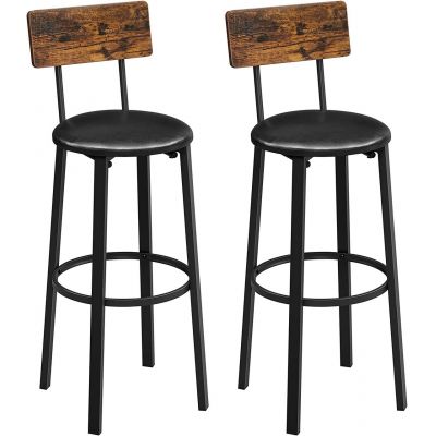 Set 2 scaune de bar, Vasagle, 39 x 39 x 100 cm, PAL/otel, maro rustic ieftin