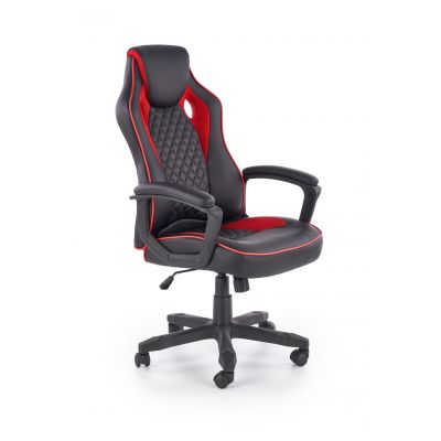 Scaun gaming, tapitat cu piele ecologica Sanne Negru / Rosu, l64xA70xH110-118 cm