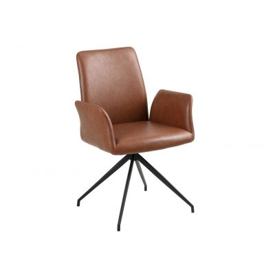 Scaun tapitat cu piele ecologica si picioare metalice Naya Maro / Negru, l59xA59xH88 cm Scaun tapitat cu piele ecologica si picioare metalice Naya Maro / Negru, l59xA59xH88 cm