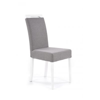 Scaun tapitat cu stofa, cu picioare din lemn Clarinda Gri / Alb, l42xA58xH97 cm