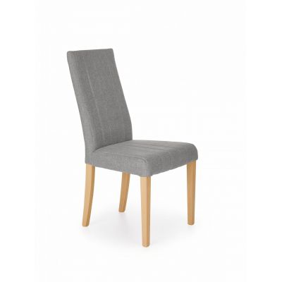 Scaun tapitat cu stofa, cu picioare din lemn Dillan Gri / Stejar, l47xA59xH99 cm