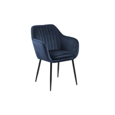 Scaun tapitat cu stofa si picioare metalice Emilia Velvet Bleumarin / Negru, l57xA61xH83 cm