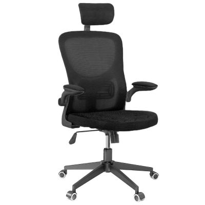 Scaun de birou,  Quasar & Co, ergonomic, suport lombar, tetiera ajustabila, mesh, negru