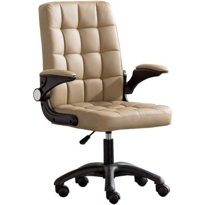 Scaun de birou,  Quasar & Co., ergonomic, manere rabatabile, sezut si spatar buretat, inaltime reglabila, piele ecologica, bej