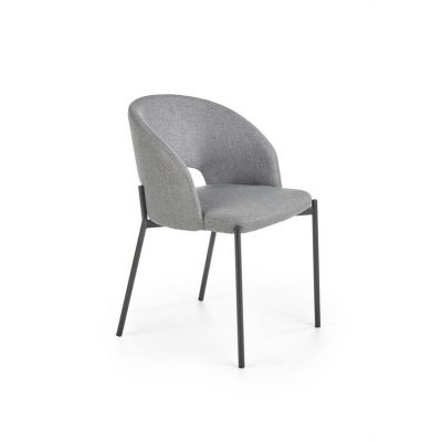 Scaun tapitat cu stofa si picioare metalice, Kai-373 Gri / Negru, l51xA57xH77 cm