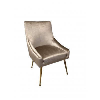 Scaun tapitat cu stofa si picioare metalice, Sizar Genova 100 / Auriu, l61xA71xH92 cm