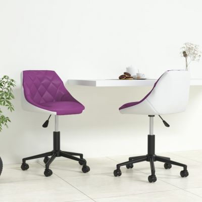 Scaune bucatarie pivotante 2 buc. violet&alb