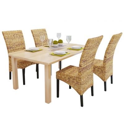 Scaune de bucatarie 4 buc. abaca si lemn masiv de mango