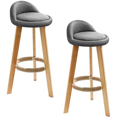 Set 2 scaune bar, Quasar & Co,tapitat, 37 x 37 x 73 cm, lemn/textil/burete, gri