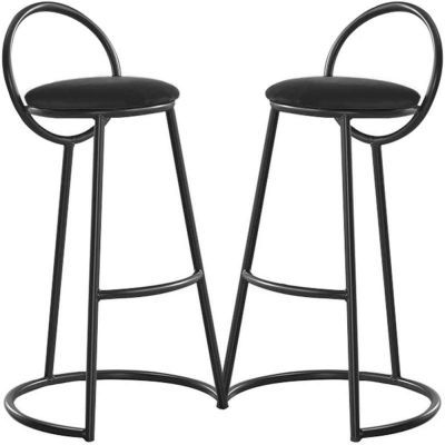 Set 2 scaune bar, Quasar & Co, tapitat, 50 x 40 x 93 cm, metal/catifea/burete, negru ieftin