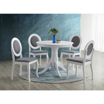 Set Masa Rotunda Gomez + 4 Scaune Benoni, Ø90x76 cm, Alba