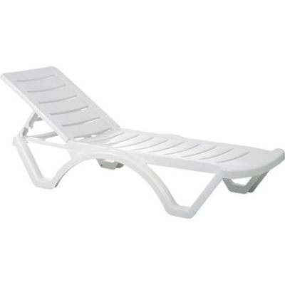 Sezlong Klausstech De Plaja/piscina, Structura Din Plastic, Rezistenta La Uv, Ajustare A Spatarului, Rezistent La Umezeala, Design Confortabil, 200x72xh30,5 Cm, Culoare Alb