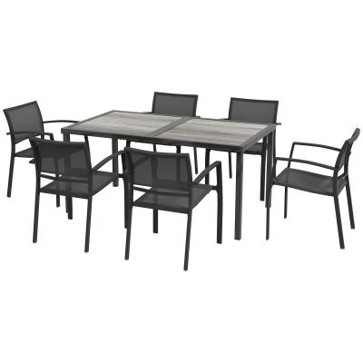 Outsunny Set Masa de Grădină 7 Piese, Scaune Stivuibile, Set Masa Exterior pentru Terasă, Design Modern și Confortabil | Aosom Romania