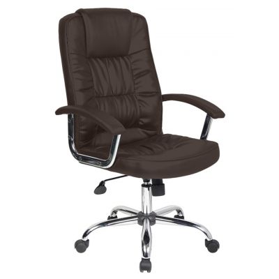 Scaun de birou ergonomic, Bedora  Abraj, piele ecologica, maro