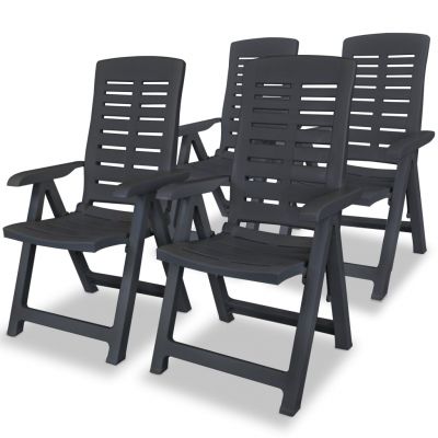 Scaune de gradina rabatabile, 4 buc., antracit, plastic