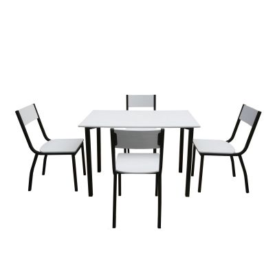 Set Masa cu 4 Scaune Visby, 110x70x75 cm, Gri Inchis/Alb