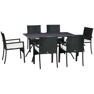Outsunny Set de 7 Piese din Ratan pentru Luat Masa, Set de Mese | Aosom Romania