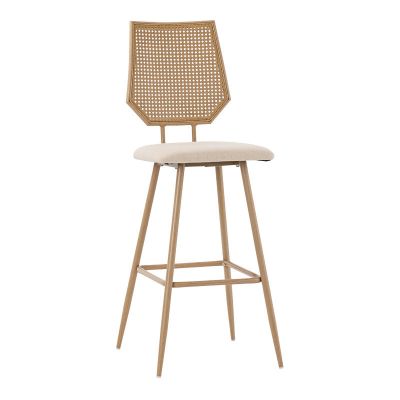 Scaun de bar Camilla plastic ratan material culoare lemn natural - metal culoare lemn natural 47.5x58x117cm