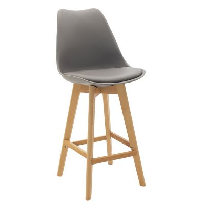 Scaun de bar Gaston plastic - piele ecologica gri