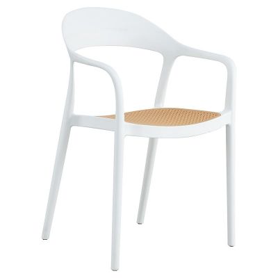 Scaun exterior Ember cu protectie UV plastic bej-alb 52.5x56.5x81cm