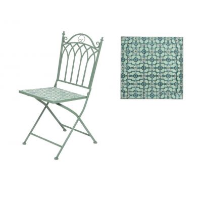 Scaun pentru gradina Orleans, Decoris, 38.5 x 46.5 x 89 cm, pliabil, fier/ceramica, verde