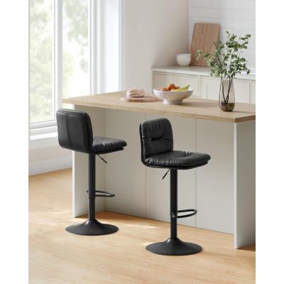 Set 2 scaune de bar, Vasagle, Negru, 41×47×（89-110） cm