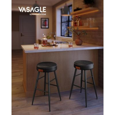 Set 2 scaune de bar, Vasagle, Negru, 49.5x49.5x63 cm