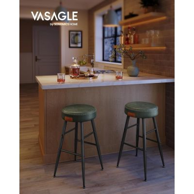 Set 2 scaune de bar, Vasagle, Verde, 49.5x49.5x63 cm