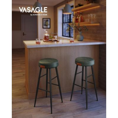 Set 2 scaune de bar, Vasagle, Verde, 51.6x51.6x75 cm
