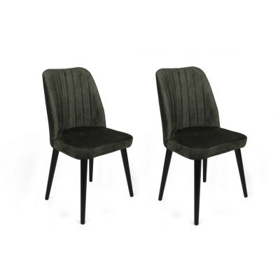 Set de 2 scaune Alfa-432, Kaki- Negru ieftin