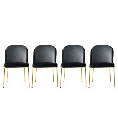 Set de 4 scaune Dore, Negru Auriu