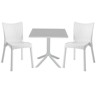 Set de gradina masa si scaune Groovy-Confident set 3 piese plastic alb 80x80x74.5cm