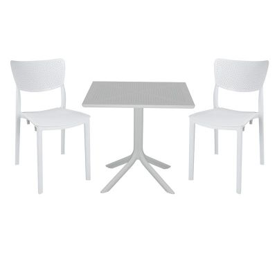 Set de gradina masa si scaune Groovy-Ignite set 3 piese plastic alb 80x80x74.5cm