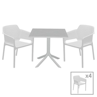 Set de gradina masa si scaune Groovy-Integral set 5 piese plastic alb 80x80x74.5cm