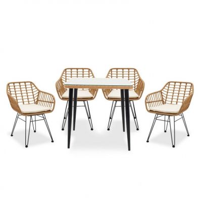 Set Masa si Scaune Gradina Naoki 5 Piese Negru - Natural