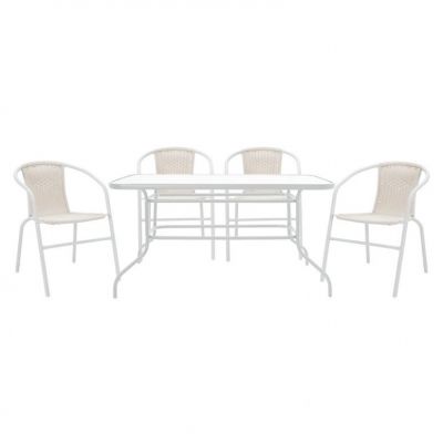 Set Masa si Scaune Gradina Valor-Obbi 5 Piese Alb