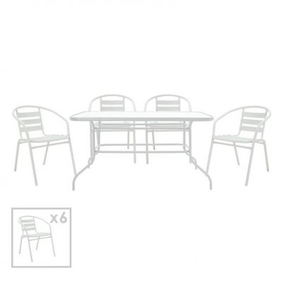 Set Masa si Scaune Gradina Valor-Tade 7 Piese Alb