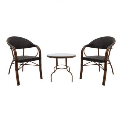Set Masa si Scaune Lounge Paula 3 Piese Maro