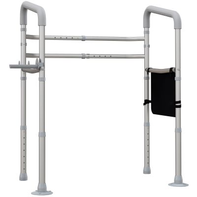 HOMCOM Cadru WC Reglabil, Cadru de Siguranță pentru Baie, cu Brațe și Ventuze, Accesoriu Baie | Aosom Romania