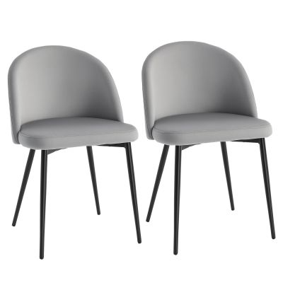 HOMCOM Set 2 Scaune Confortabile pentru Sufragerie și Bucătărie Tapitate cu Catifea Gri Design Modern 49x50x77 cm | Aosom Romania ieftin