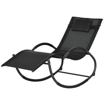 Outsunny Șezlong de Grădină, Balansoar cu Gravitație Zero, Șezlong Impermeabil cu Tetieră, 155x61x88 cm, Negru | Aosom Romania