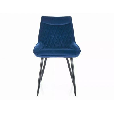 Scaun Agat Velvet, Signal, 51x43x88 cm, catifea/otel, albastru/negru