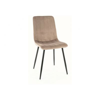 Scaun Alan Velvet, Signal, 45x39x91 cm, catifea/otel, bej inchis/negru