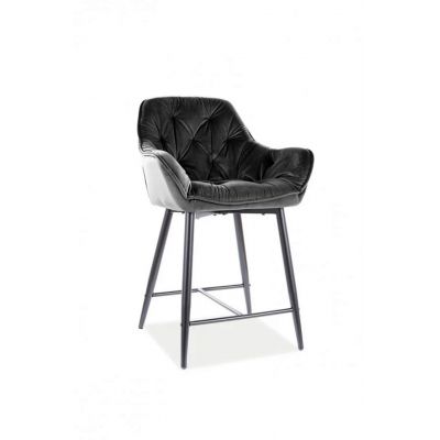Scaun de bar Cherry H-2 Velvet, Signal, 56x40x87 cm, catifea/otel, negru