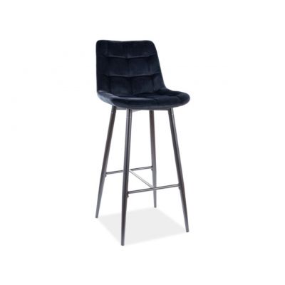 Scaun de bar Chic H-1 Velvet, Signal, 45x37x109 cm, catifea/otel, negru ieftin