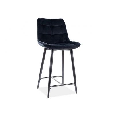 Scaun de bar Chic H-2 Velvet, Signal, 45x37x92 cm, catifea/otel, negru ieftin