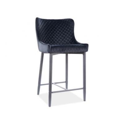 Scaun de bar Colin B H-2 Velvet, Signal, 48x42x88 cm, catifea/otel, negru ieftin